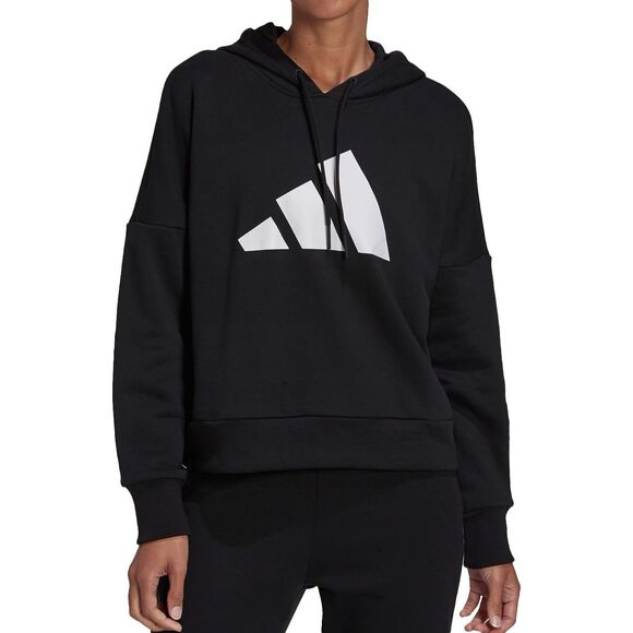 ADIDAS Womens Black Stretch Ribbed Drawstring Zippered Sleeve Logo Graphic Dolma - Picture 1 of 3